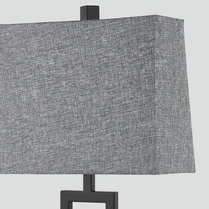 Black Metal Table Lamp with Touch Dimming Switch Charging Ports (Set of 2) - 12'' x 6.5'' x 23.5'' (L x W x H)