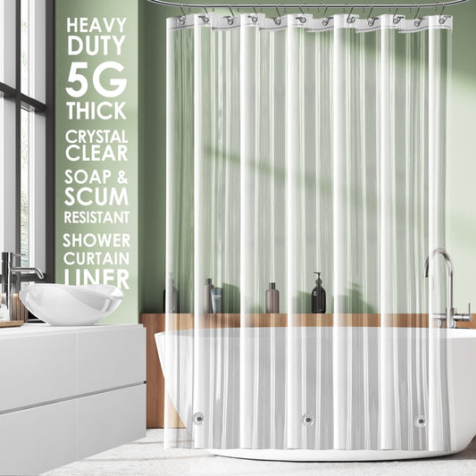 Clara Clark Heavy Duty 5G Thick Scum Resistant Shower Curtain Liner