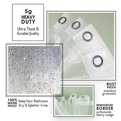 Clara Clark Heavy Duty 5G Thick Scum Resistant Shower Curtain Liner