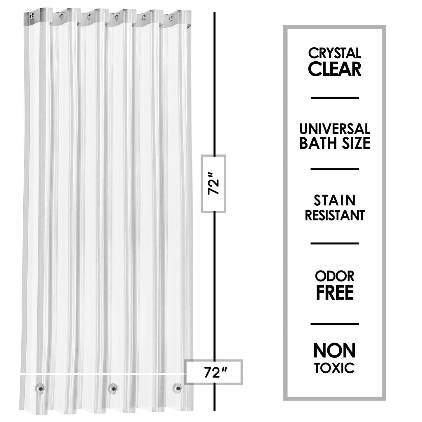 Clara Clark Heavy Duty 5G Thick Scum Resistant Shower Curtain Liner