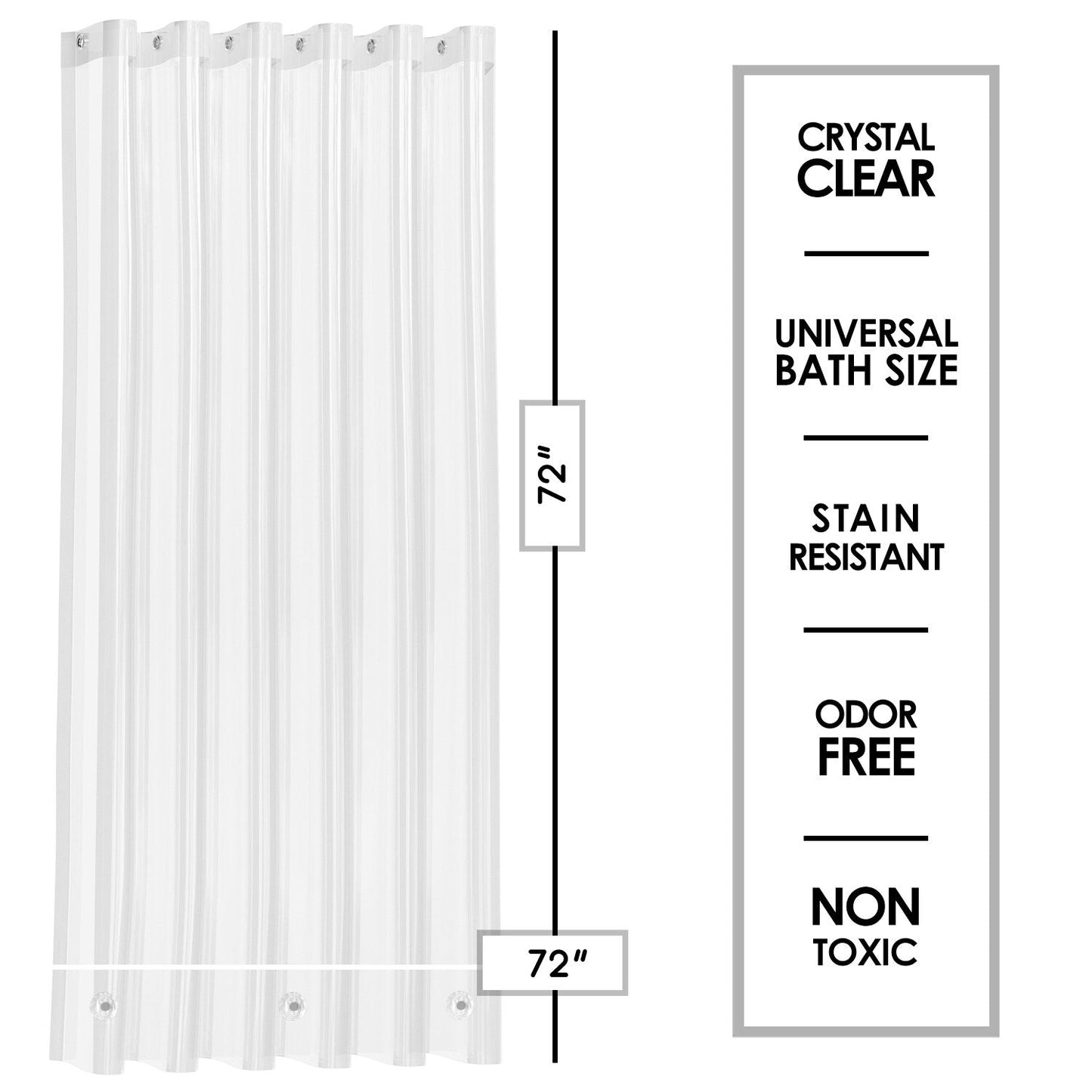 Clara Clark Heavy Duty 5G Thick Scum Resistant Shower Curtain Liner