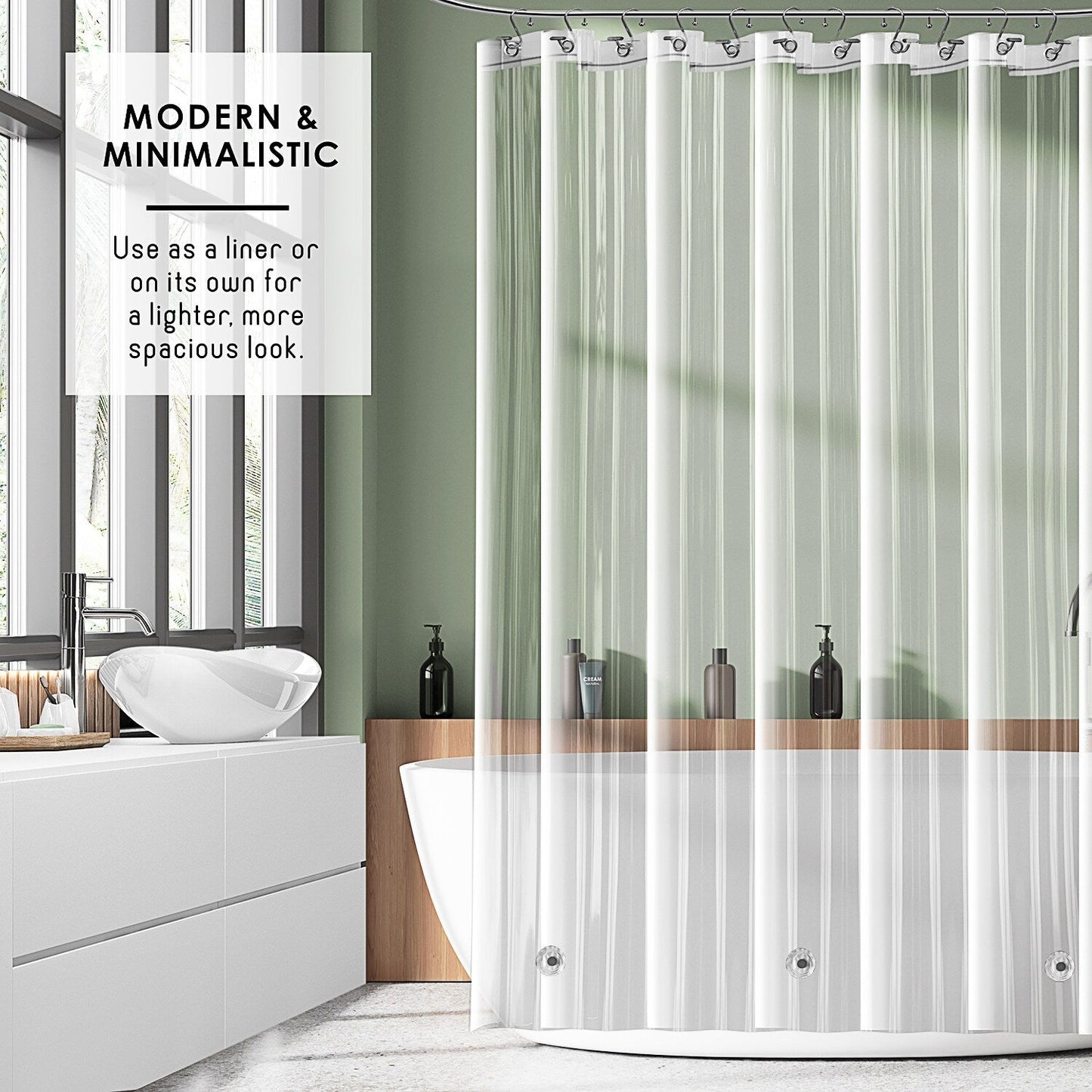 Clara Clark Heavy Duty 5G Thick Scum Resistant Shower Curtain Liner