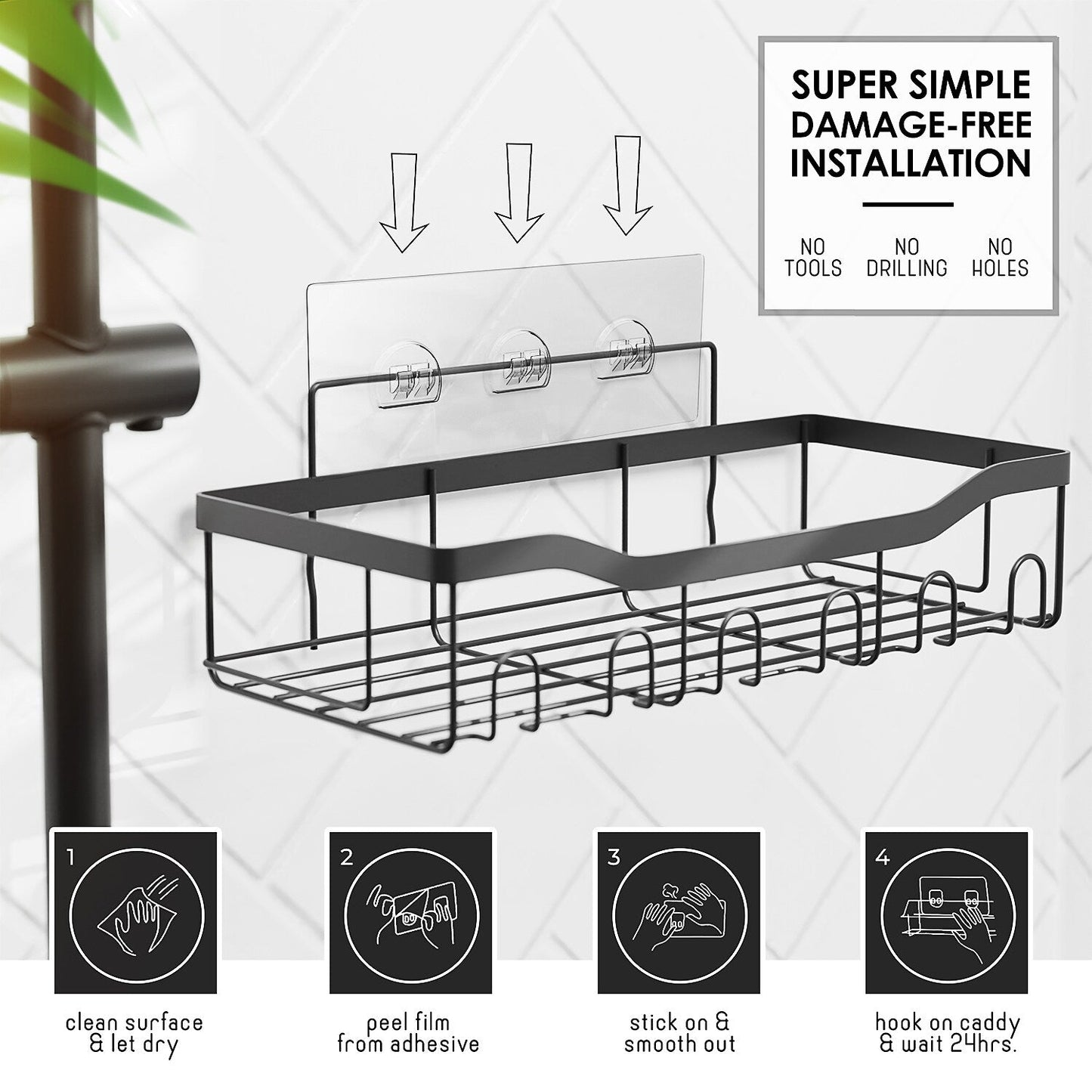 Clara Clark Shower Caddy Adhesive Shower Organizer