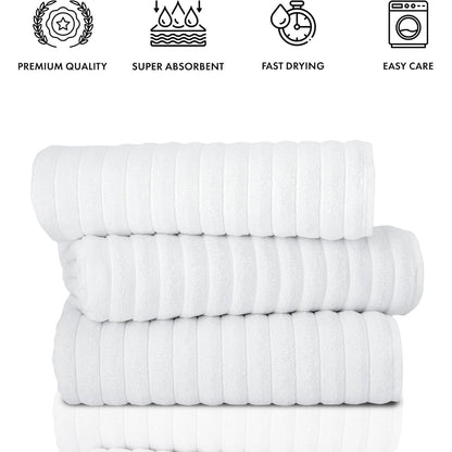 Classic Turkish Towels Cotton Bath Sheets Set & Oversized Ribbed Towels, Ultra-Soft & Absorbent & Set of 3 - 40x65