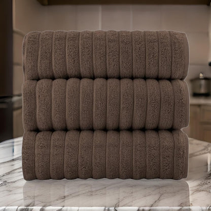 Classic Turkish Towels Cotton Bath Sheets Set & Oversized Ribbed Towels, Ultra-Soft & Absorbent & Set of 3 - 40x65
