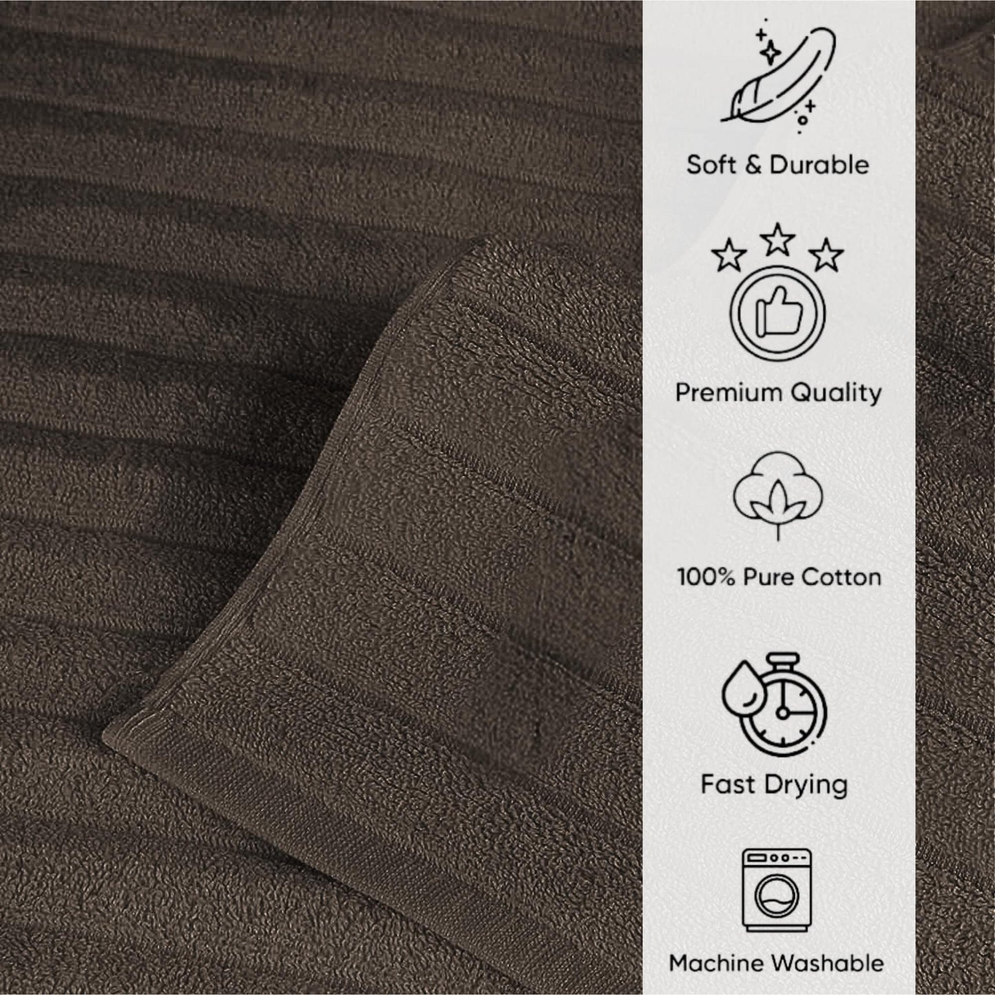 Classic Turkish Towels Cotton Bath Sheets Set & Oversized Ribbed Towels, Ultra-Soft & Absorbent & Set of 3 - 40x65