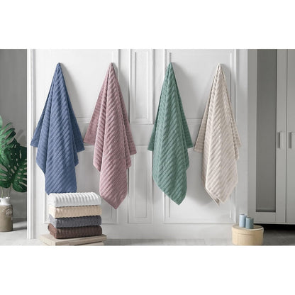 Classic Turkish Towels Cotton Bath Sheets Set & Oversized Ribbed Towels, Ultra-Soft & Absorbent & Set of 3 - 40x65