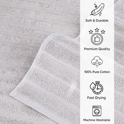 Classic Turkish Towels Cotton Bath Sheets Set & Oversized Ribbed Towels, Ultra-Soft & Absorbent & Set of 3 - 40x65