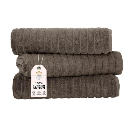 Classic Turkish Towels Cotton Bath Sheets Set & Oversized Ribbed Towels, Ultra-Soft & Absorbent & Set of 3 - 40x65