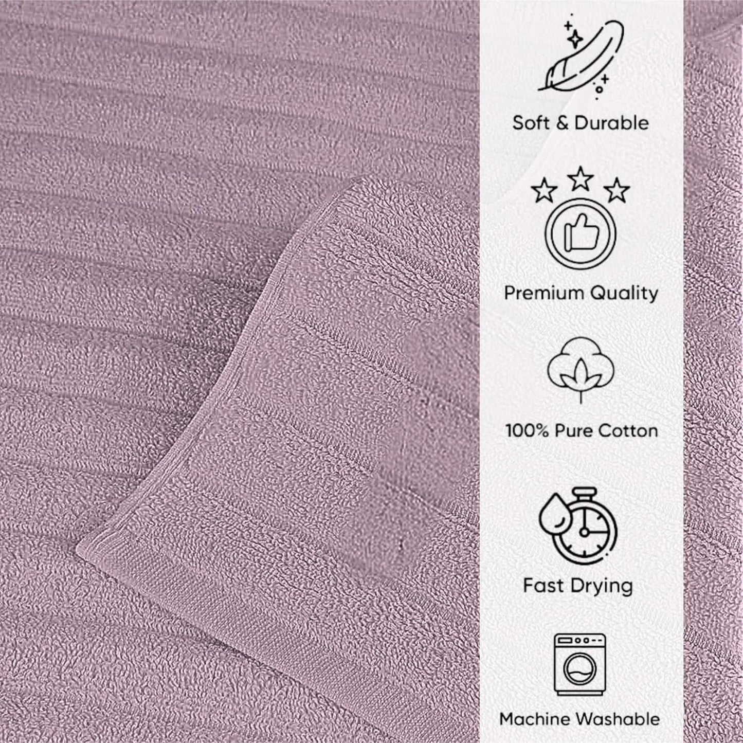 Classic Turkish Towels Cotton Bath Sheets Set & Oversized Ribbed Towels, Ultra-Soft & Absorbent & Set of 3 - 40x65