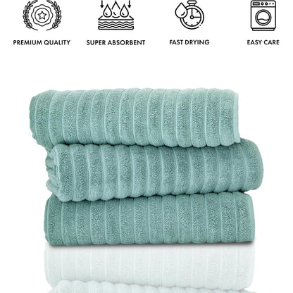 Classic Turkish Towels Cotton Bath Sheets Set & Oversized Ribbed Towels, Ultra-Soft & Absorbent & Set of 3 - 40x65
