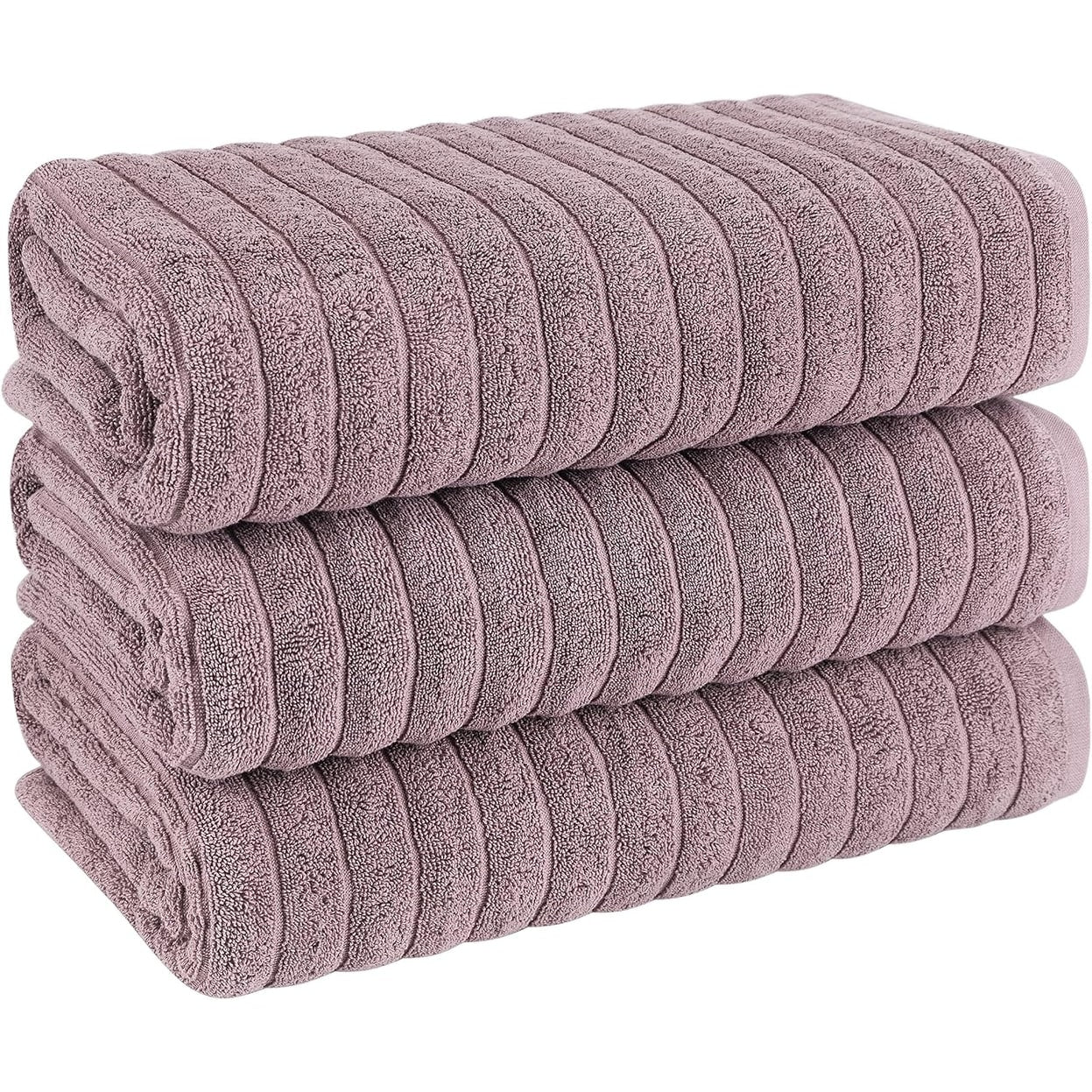 Classic Turkish Towels Cotton Bath Sheets Set & Oversized Ribbed Towels, Ultra-Soft & Absorbent & Set of 3 - 40x65