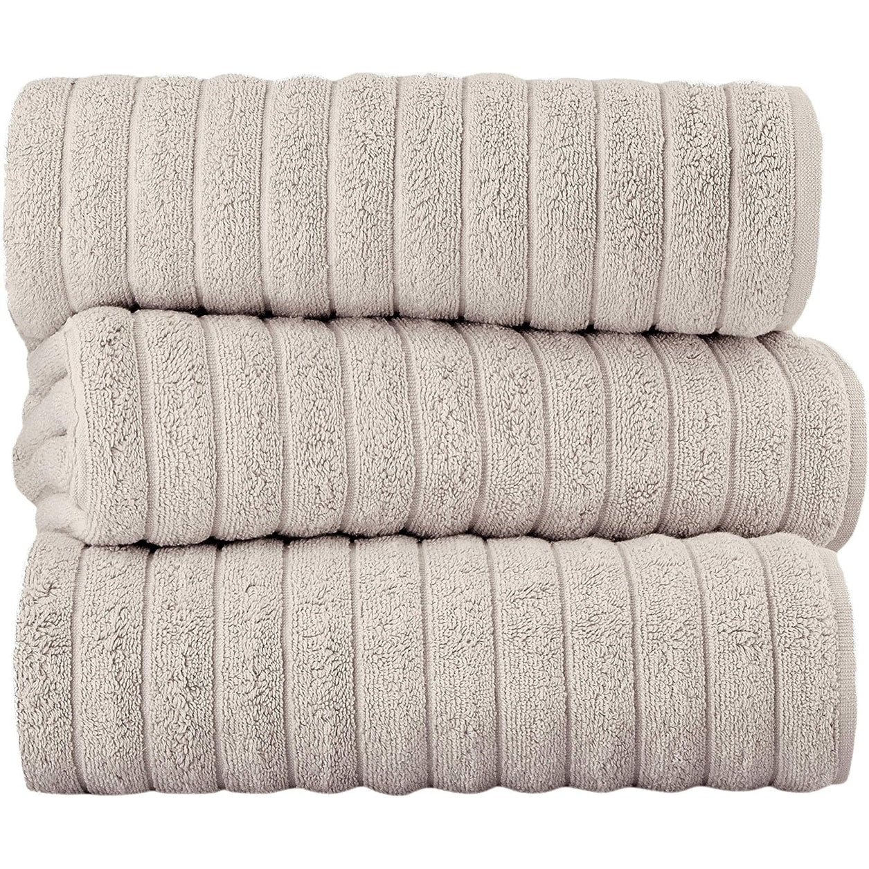Classic Turkish Towels Cotton Bath Sheets Set & Oversized Ribbed Towels, Ultra-Soft & Absorbent & Set of 3 - 40x65