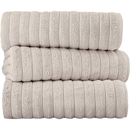 Classic Turkish Towels Cotton Bath Sheets Set & Oversized Ribbed Towels, Ultra-Soft & Absorbent & Set of 3 - 40x65