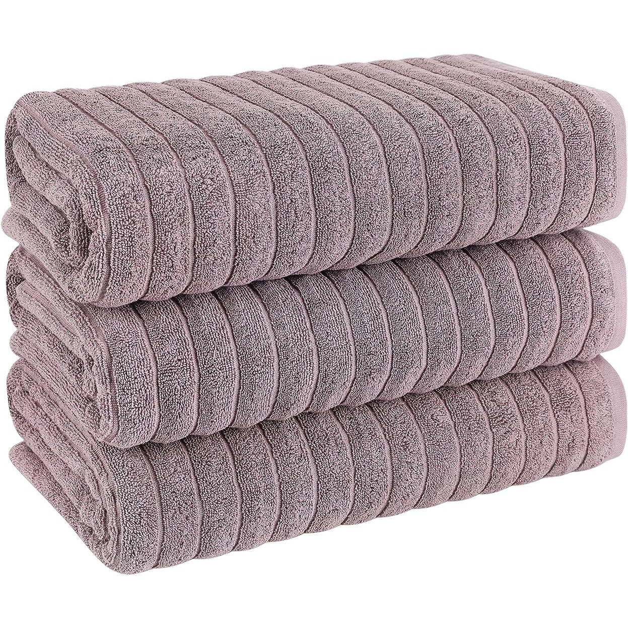 Classic Turkish Towels Cotton Bath Sheets Set & Oversized Ribbed Towels, Ultra-Soft & Absorbent & Set of 3 - 40x65