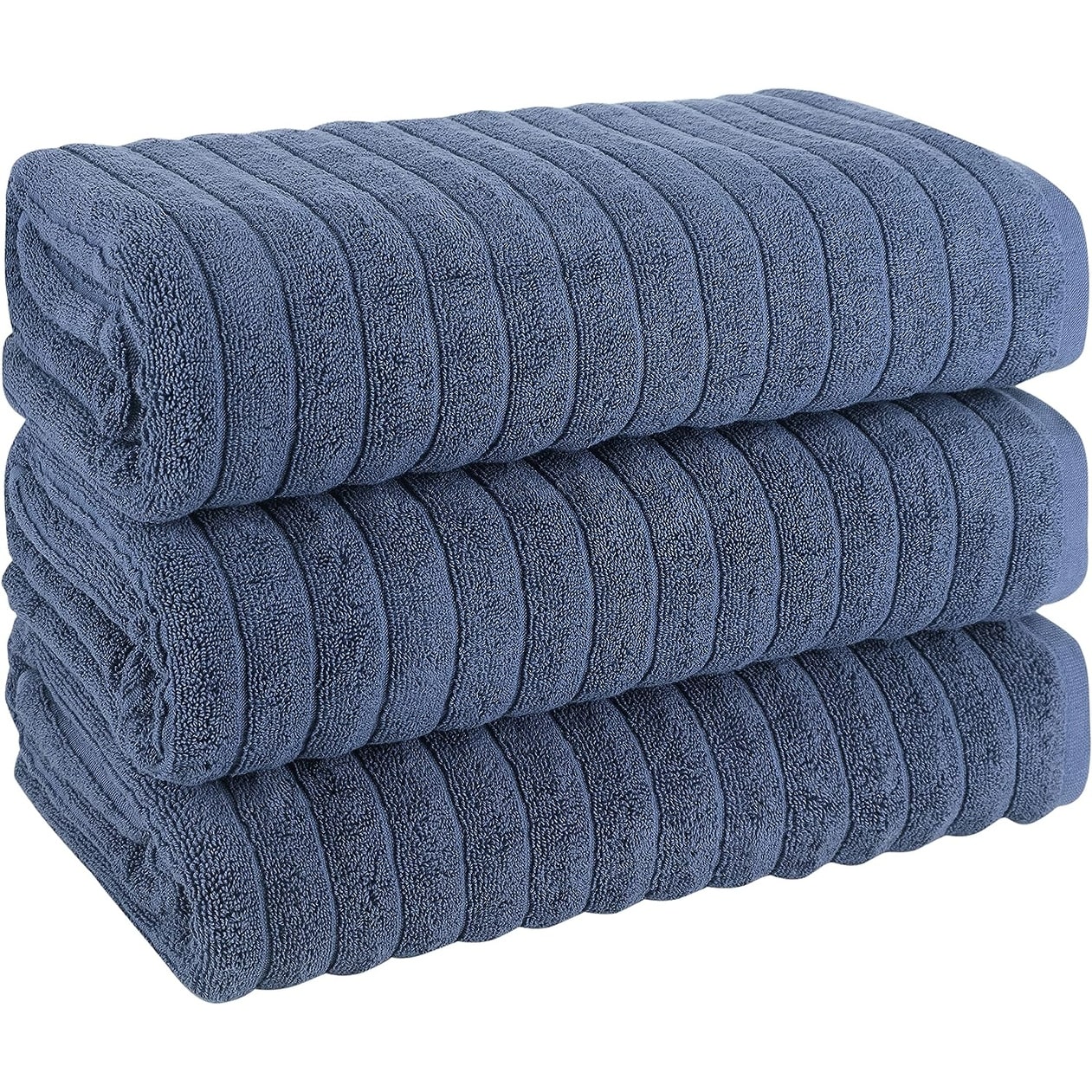 Classic Turkish Towels Cotton Bath Sheets Set & Oversized Ribbed Towels, Ultra-Soft & Absorbent & Set of 3 - 40x65