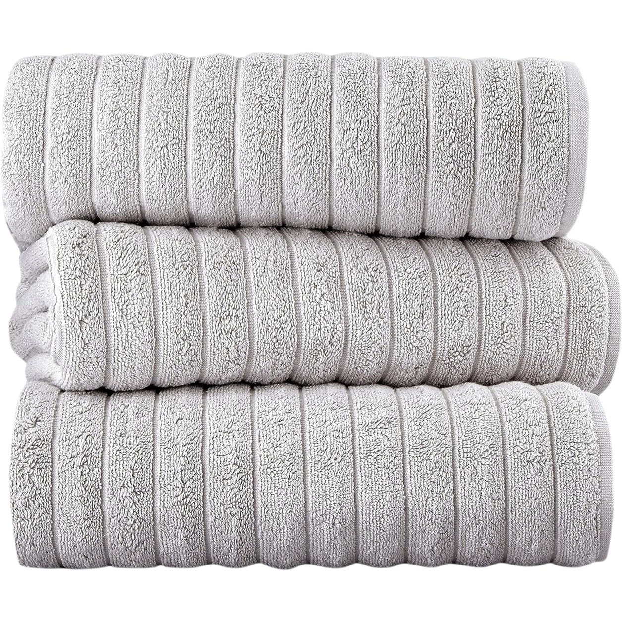 Classic Turkish Towels Cotton Bath Sheets Set & Oversized Ribbed Towels, Ultra-Soft & Absorbent & Set of 3 - 40x65