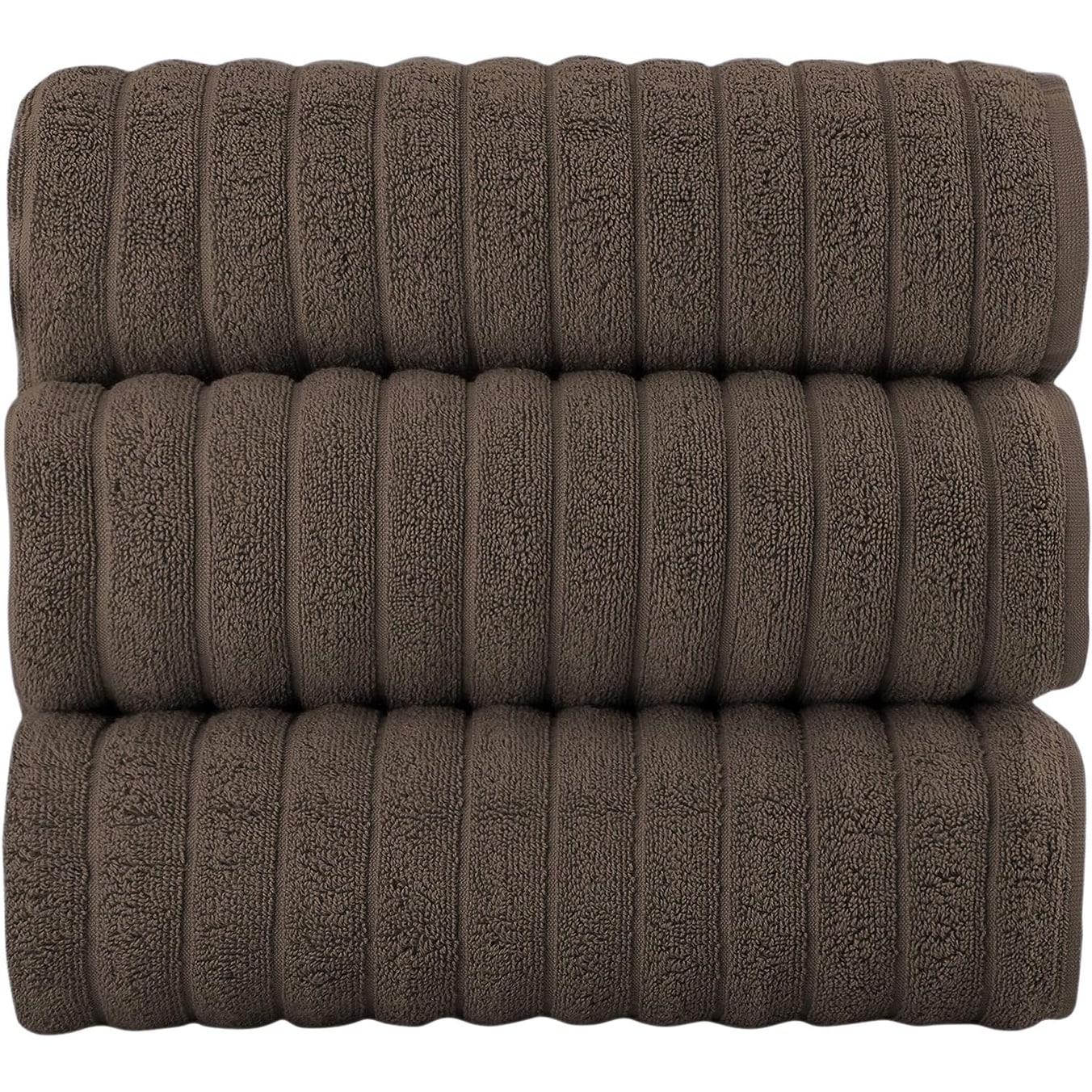 Classic Turkish Towels Cotton Bath Sheets Set & Oversized Ribbed Towels, Ultra-Soft & Absorbent & Set of 3 - 40x65