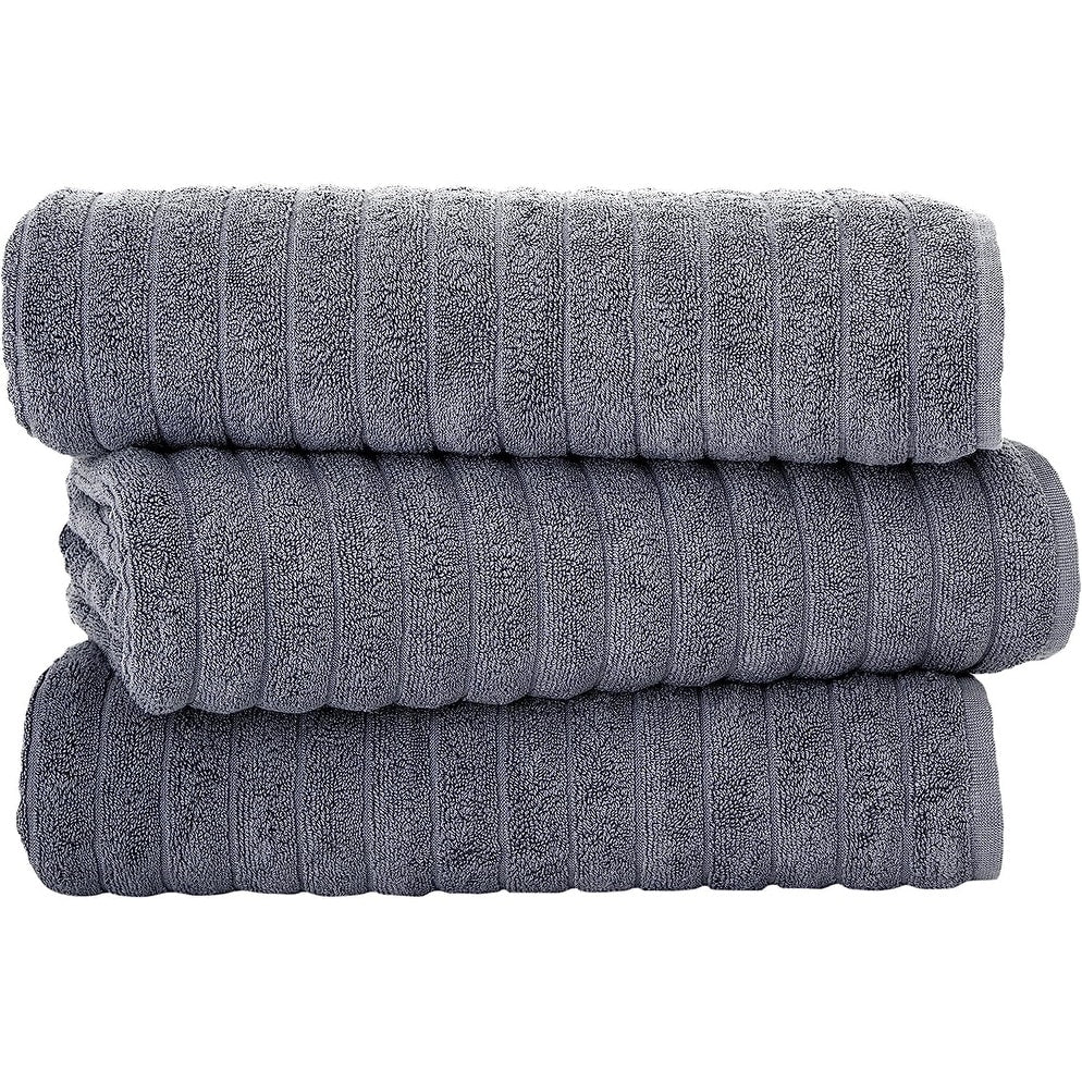 Classic Turkish Towels Cotton Bath Sheets Set & Oversized Ribbed Towels, Ultra-Soft & Absorbent & Set of 3 - 40x65