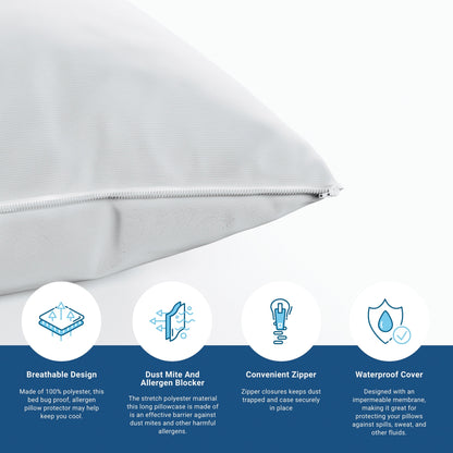 CleanAir Allergen Relief Pillow Protector, Waterproof, Bedbug and Dust Allergen Proof, Breathable