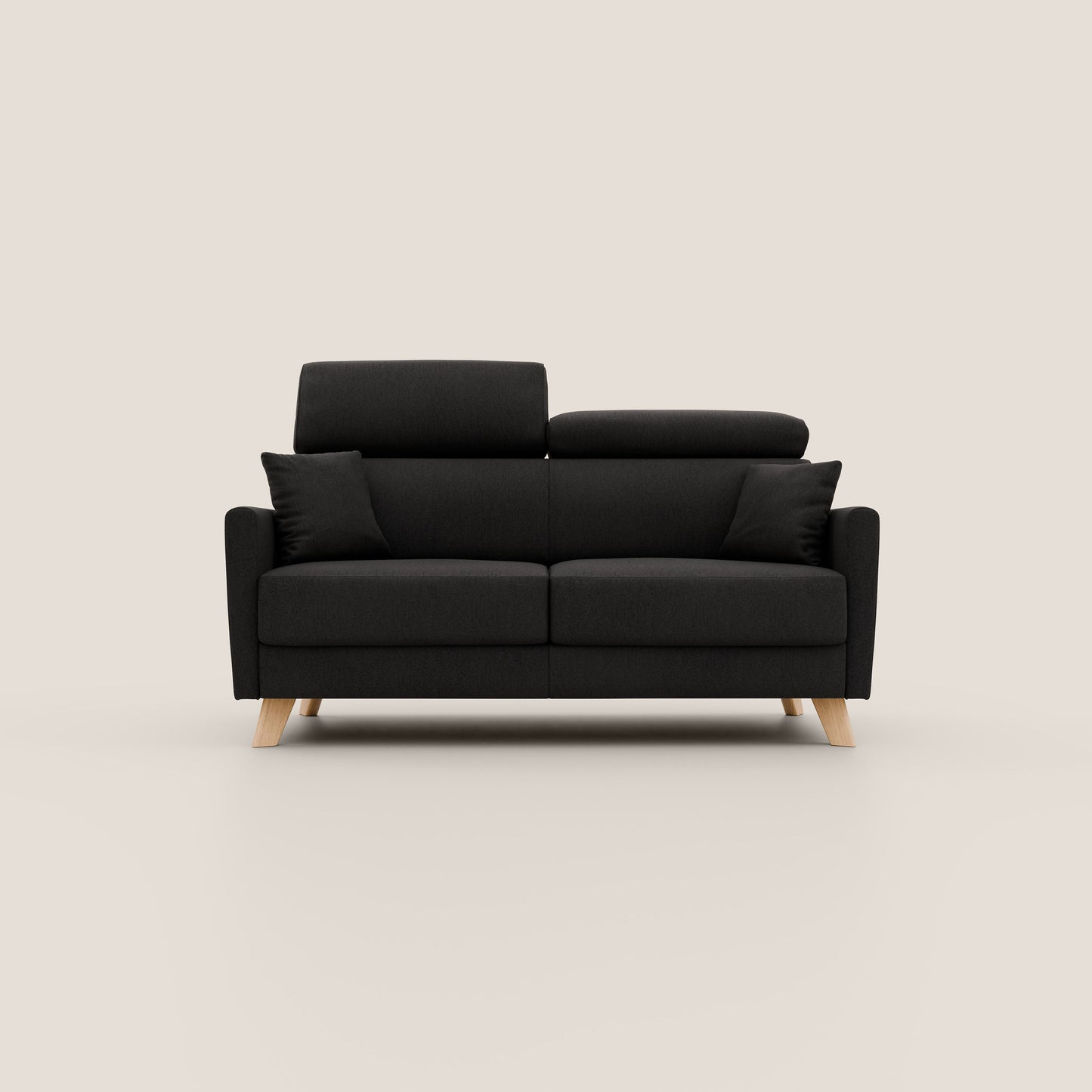 Francy divano letto matrimoniale con poggiatesta regolabile in tessuto impermeabile e smacchiabile T17 nero