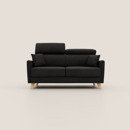 Francy divano letto matrimoniale con poggiatesta regolabile in tessuto impermeabile e smacchiabile T17 nero