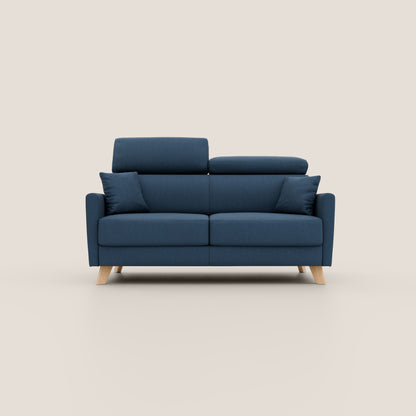 Francy divano letto matrimoniale con poggiatesta regolabile in tessuto impermeabile e smacchiabile T17 blu
