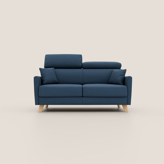 Francy divano letto matrimoniale con poggiatesta regolabile in tessuto impermeabile e smacchiabile T17 blu