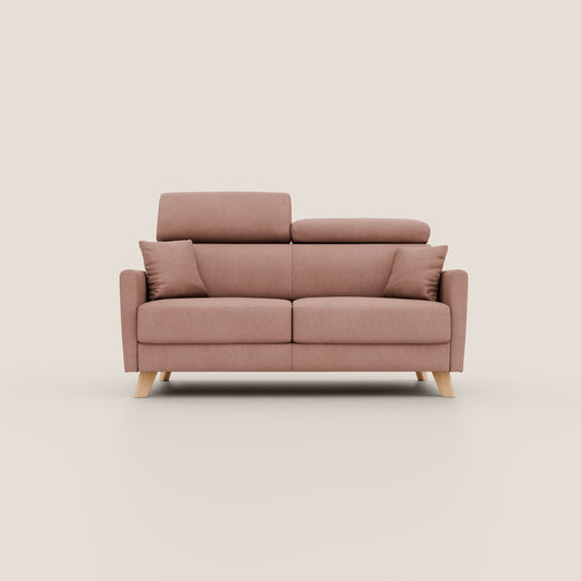 Francy divano letto matrimoniale 160 cm (mat. 120x197) con poggiatesta regolabile in tessuto impermeabile e smacchiabile T17 rosa