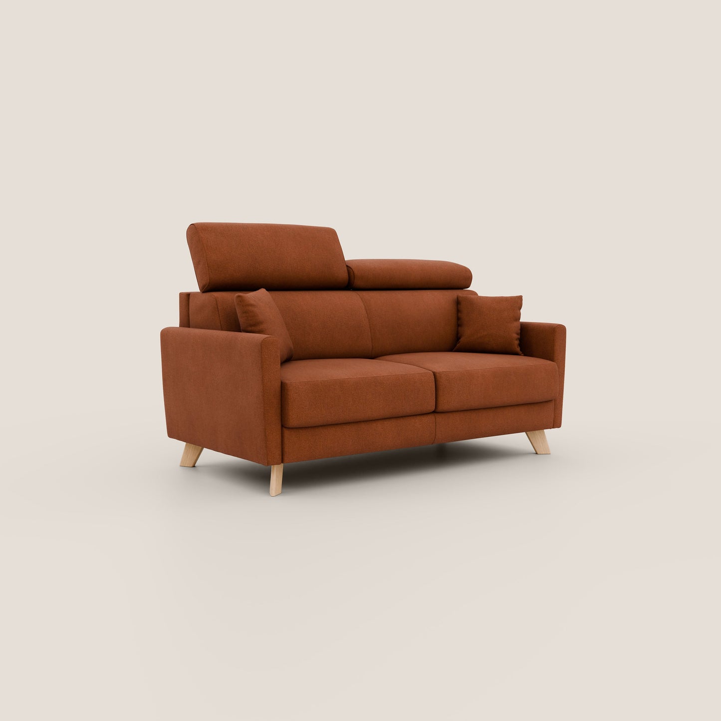 Francy divano letto matrimoniale con poggiatesta regolabile in tessuto impermeabile e smacchiabile T17 arancio