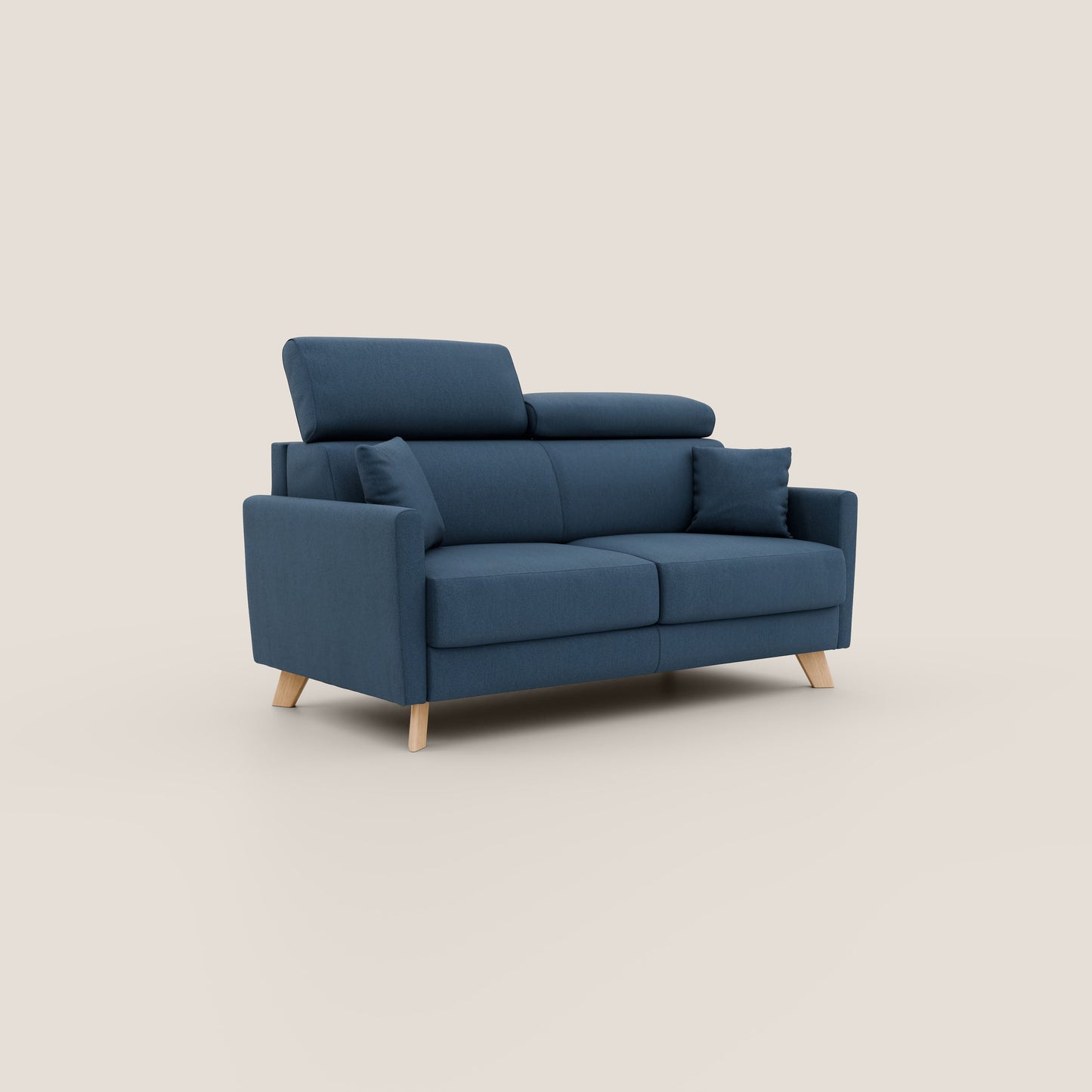 Francy divano letto matrimoniale con poggiatesta regolabile in tessuto impermeabile e smacchiabile T17 blu