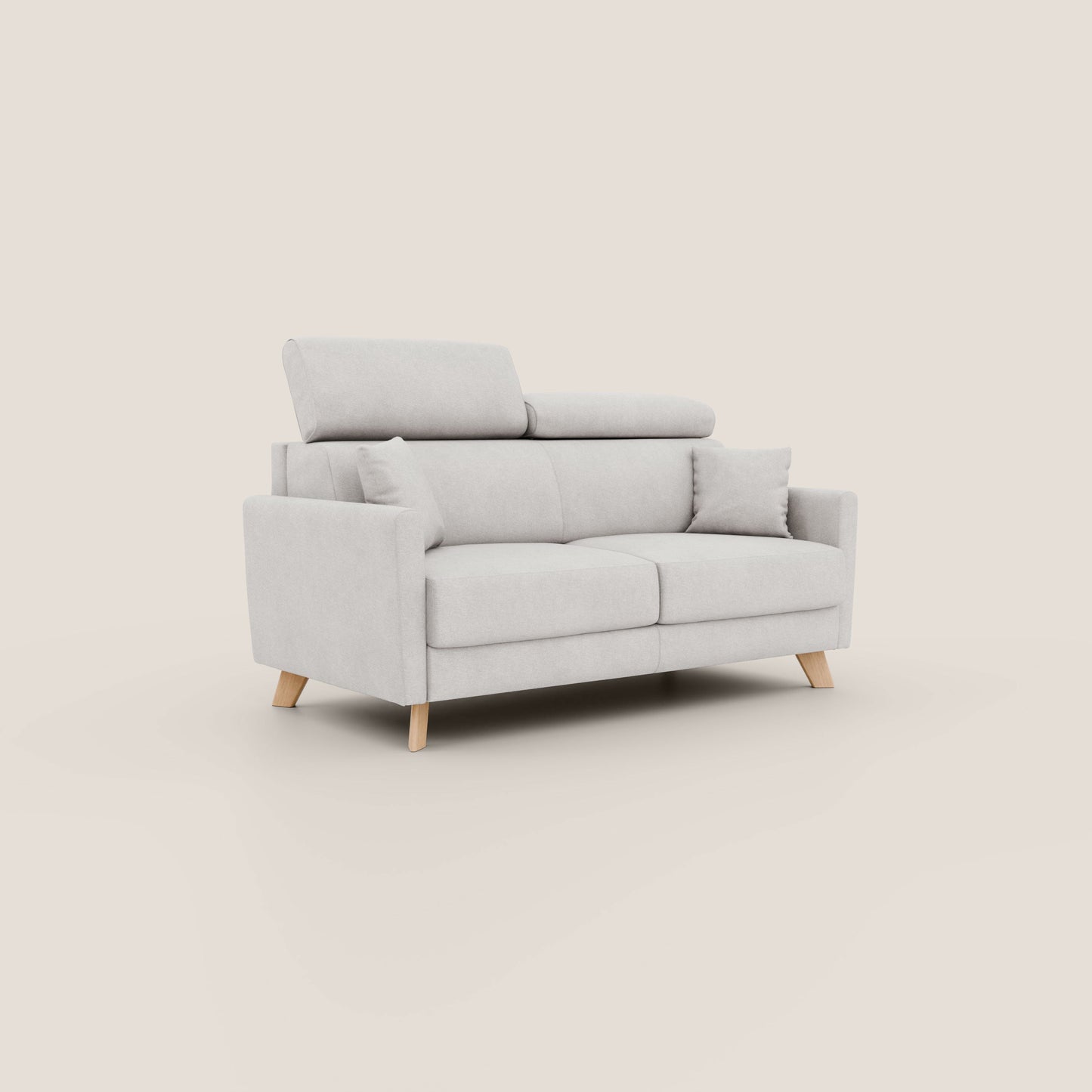 Francy divano letto matrimoniale con poggiatesta regolabile in tessuto impermeabile e smacchiabile T17 bianco