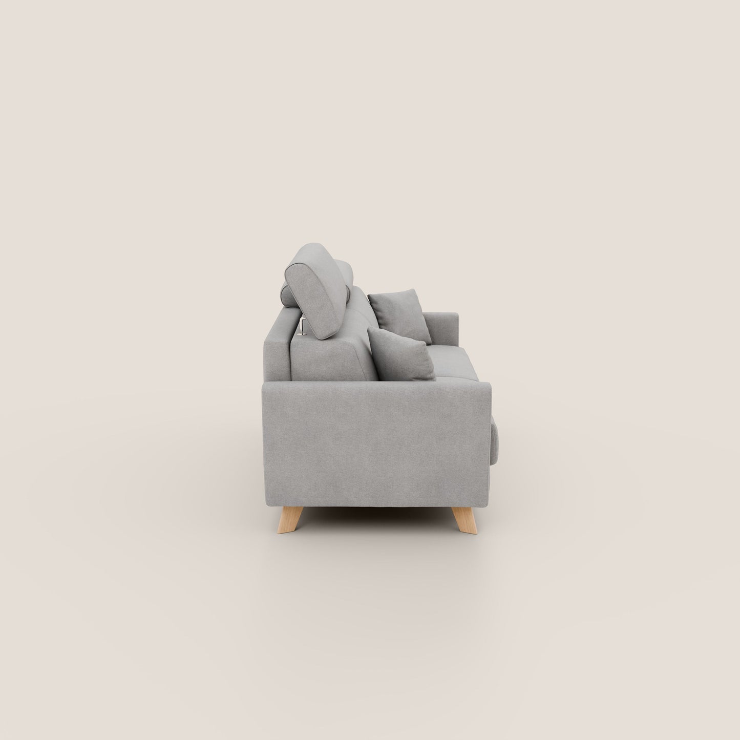 Francy divano letto matrimoniale con poggiatesta regolabile in tessuto impermeabile e smacchiabile T17 grigio