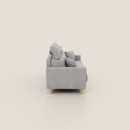 Francy divano letto matrimoniale con poggiatesta regolabile in tessuto impermeabile e smacchiabile T17 grigio