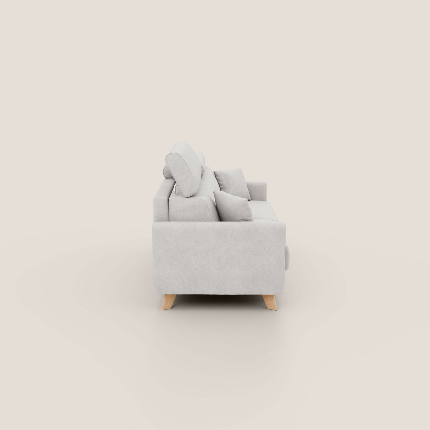 Francy divano letto matrimoniale con poggiatesta regolabile in tessuto impermeabile e smacchiabile T17 bianco