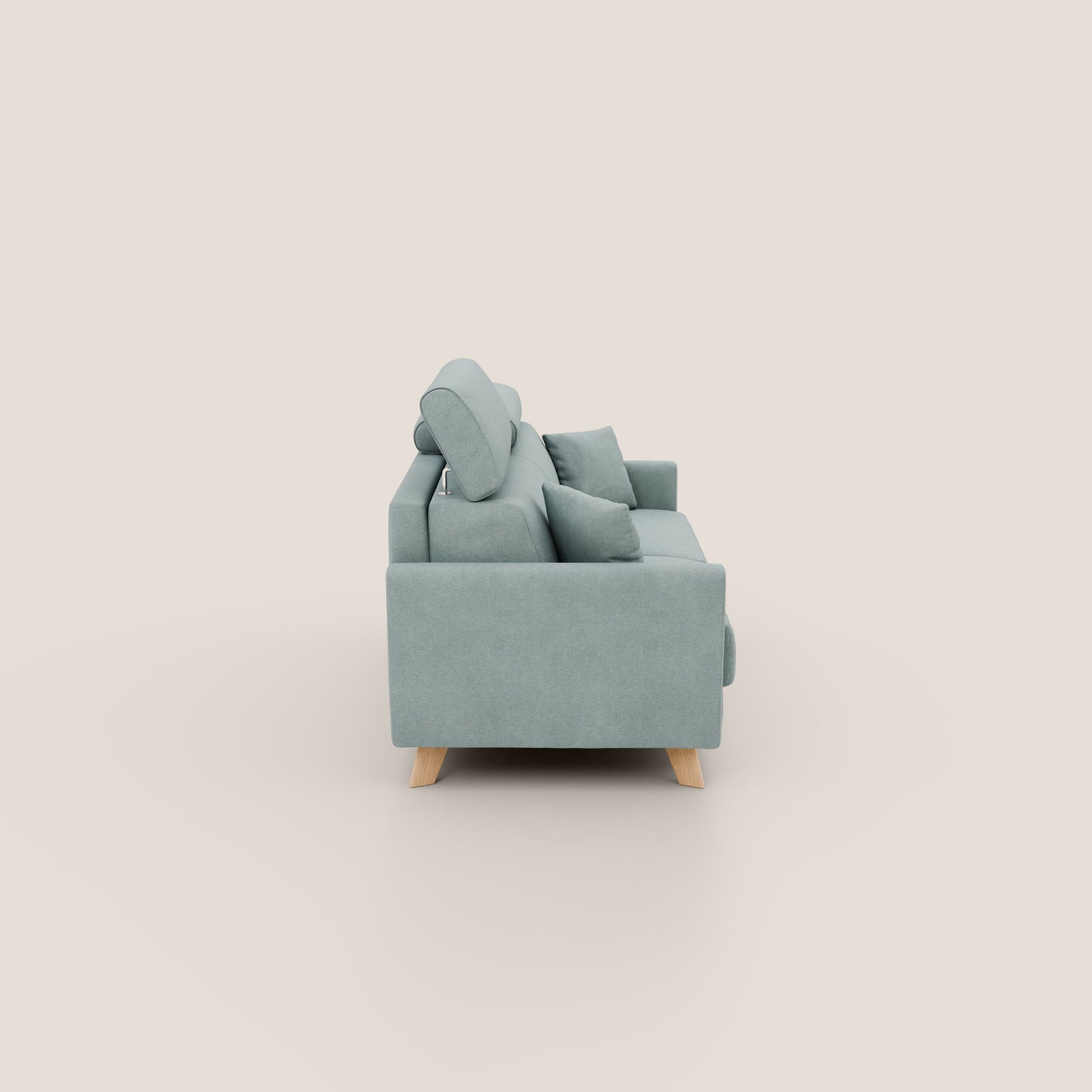 Francy divano letto matrimoniale con poggiatesta regolabile in tessuto impermeabile e smacchiabile T17 verde acqua