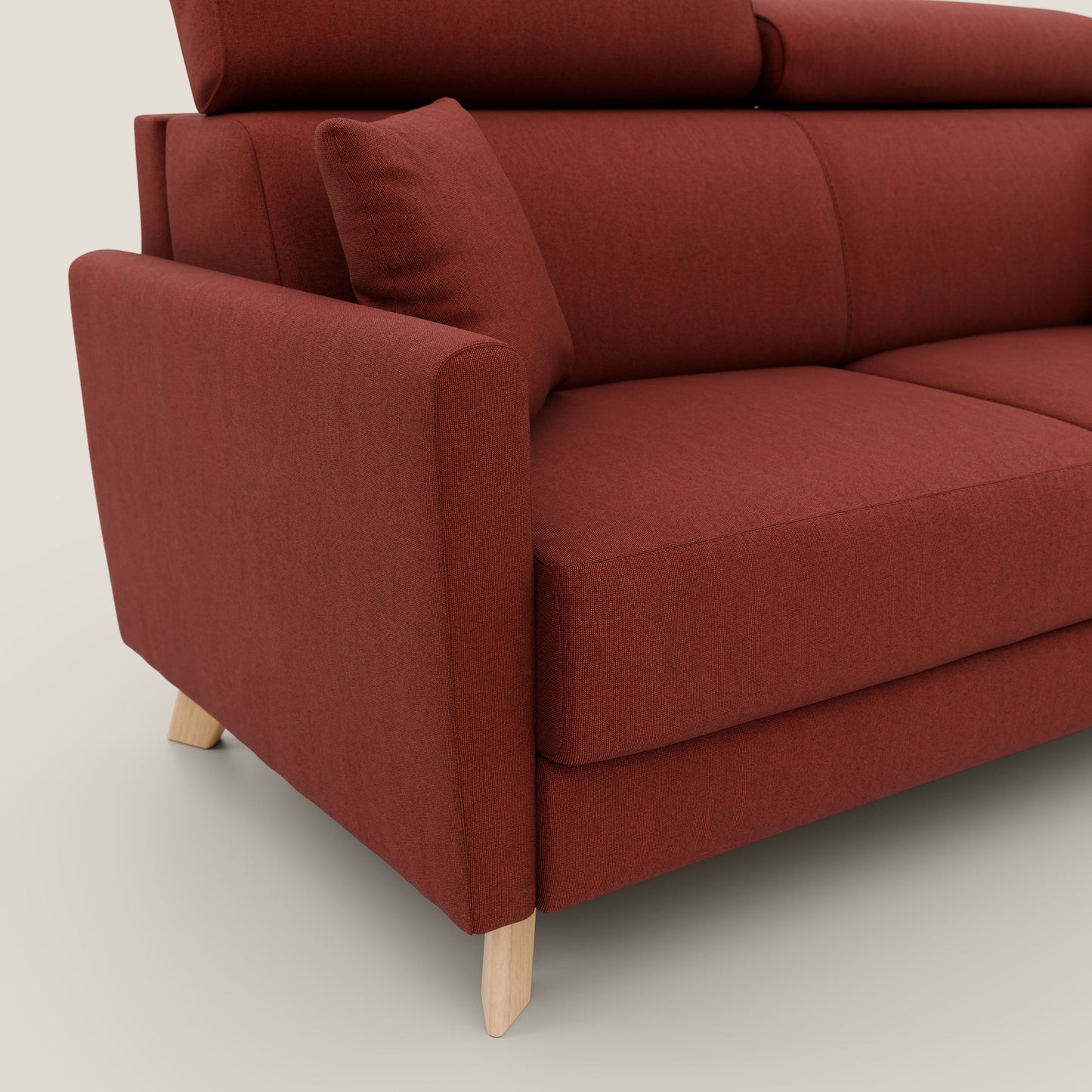 Francy divano letto matrimoniale con poggiatesta regolabile in tessuto impermeabile e smacchiabile T17 rosso