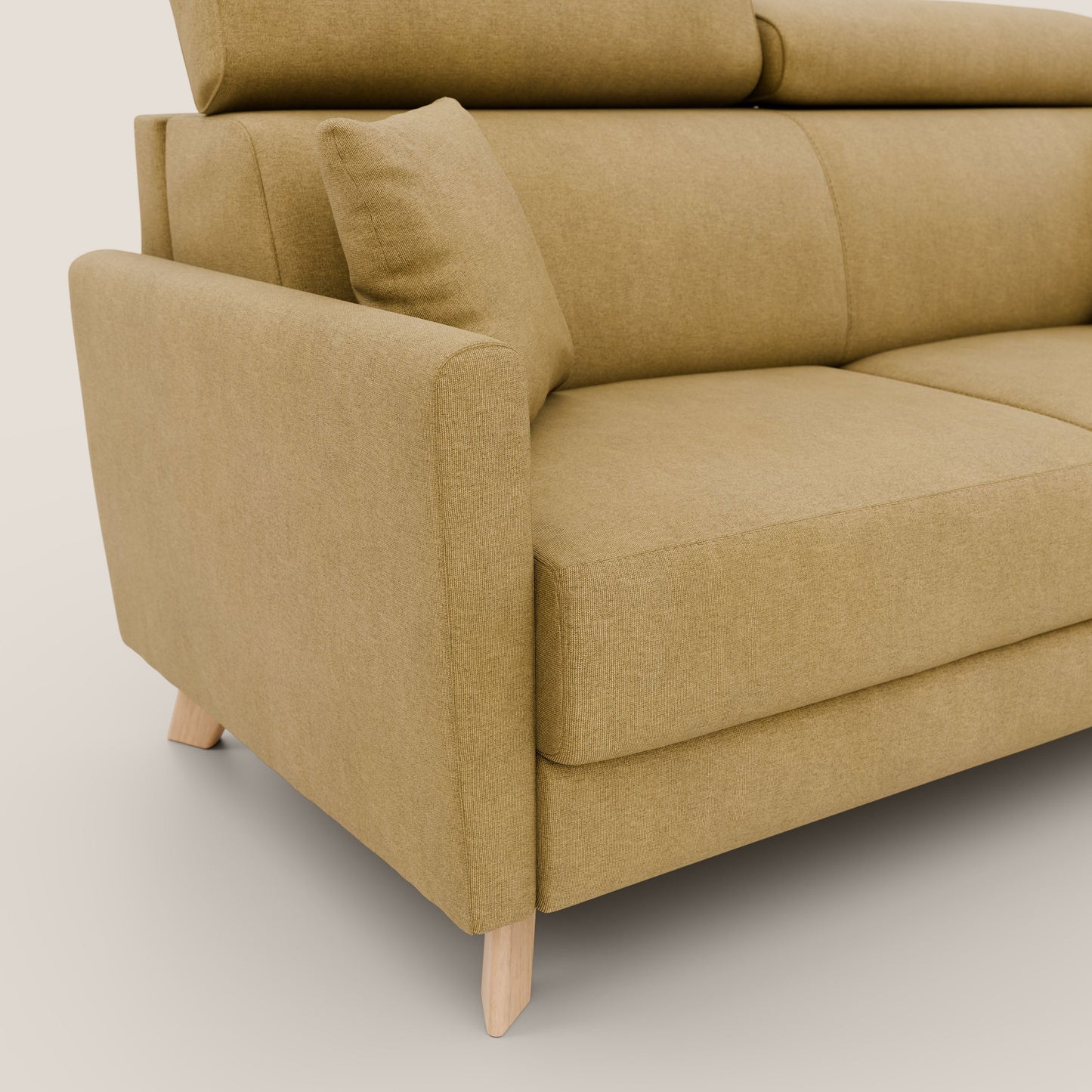 Francy divano letto matrimoniale con poggiatesta regolabile in tessuto impermeabile e smacchiabile T17 giallo