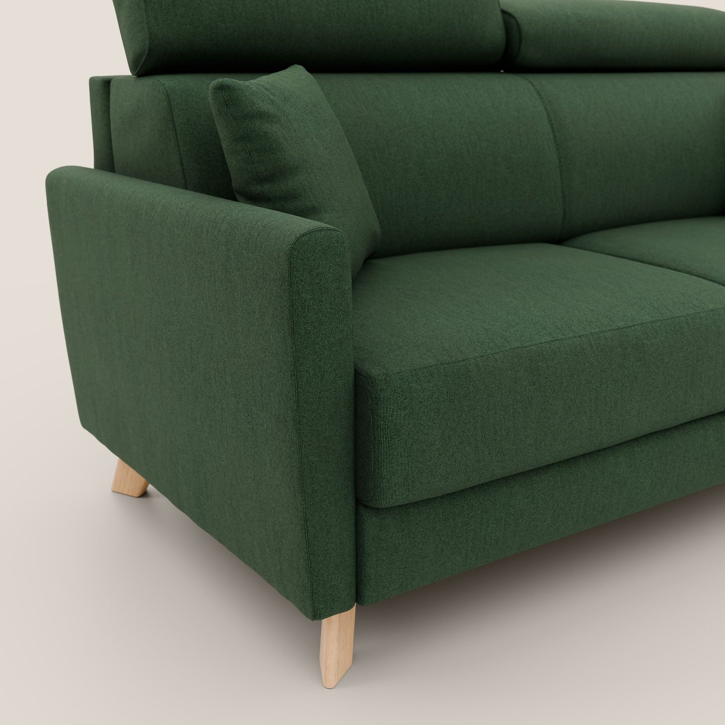 Francy divano letto matrimoniale con poggiatesta regolabile in tessuto impermeabile e smacchiabile T17 verde