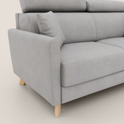 Francy divano letto matrimoniale con poggiatesta regolabile in tessuto impermeabile e smacchiabile T17 grigio