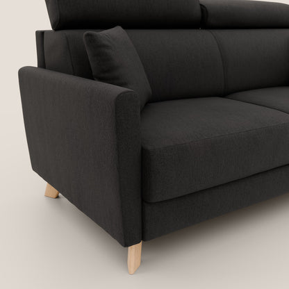 Francy divano letto matrimoniale con poggiatesta regolabile in tessuto impermeabile e smacchiabile T17 nero