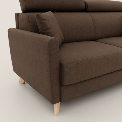 Francy divano letto matrimoniale con poggiatesta regolabile in tessuto impermeabile e smacchiabile T17 marrone