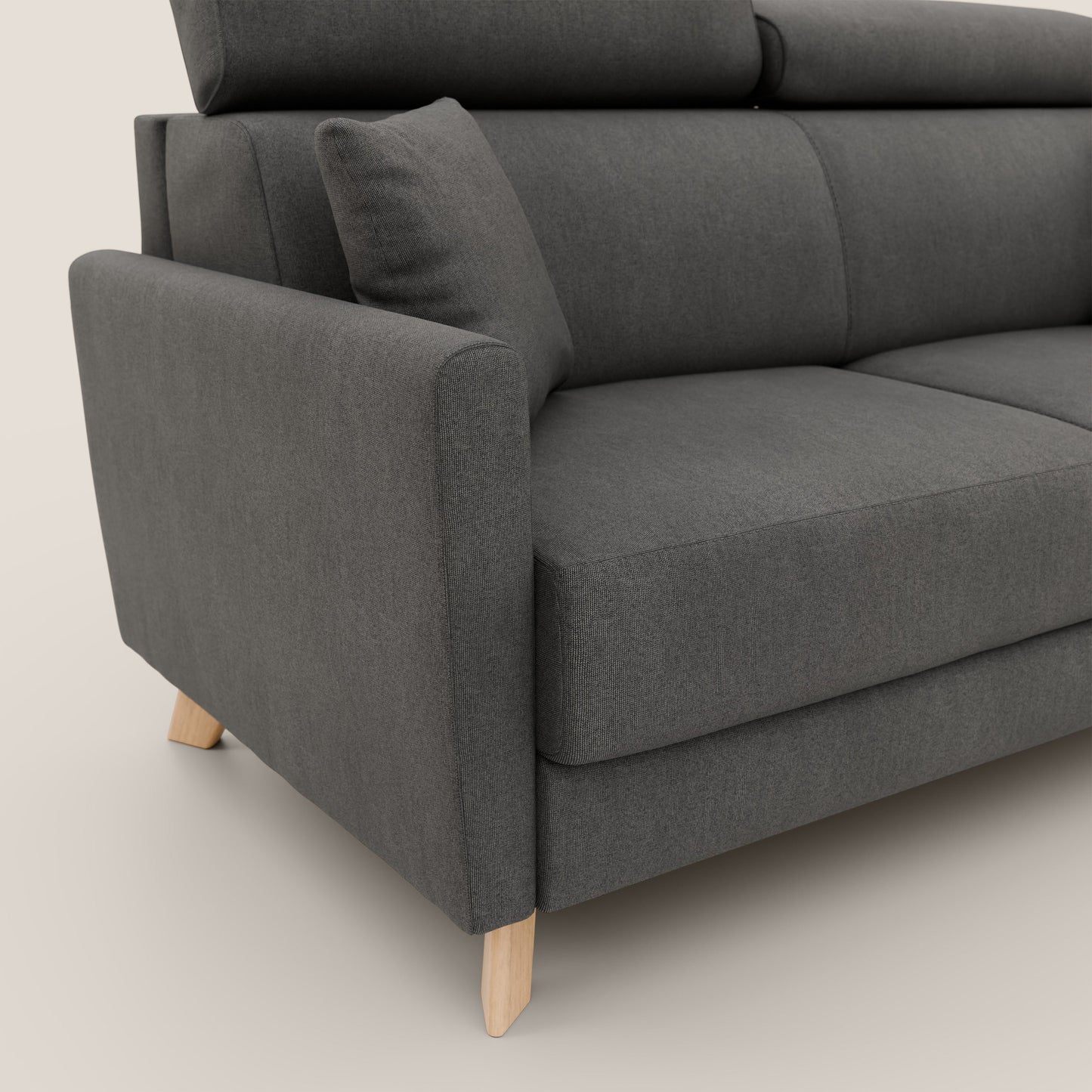 Francy divano letto matrimoniale con poggiatesta regolabile in tessuto impermeabile e smacchiabile T17 antracite