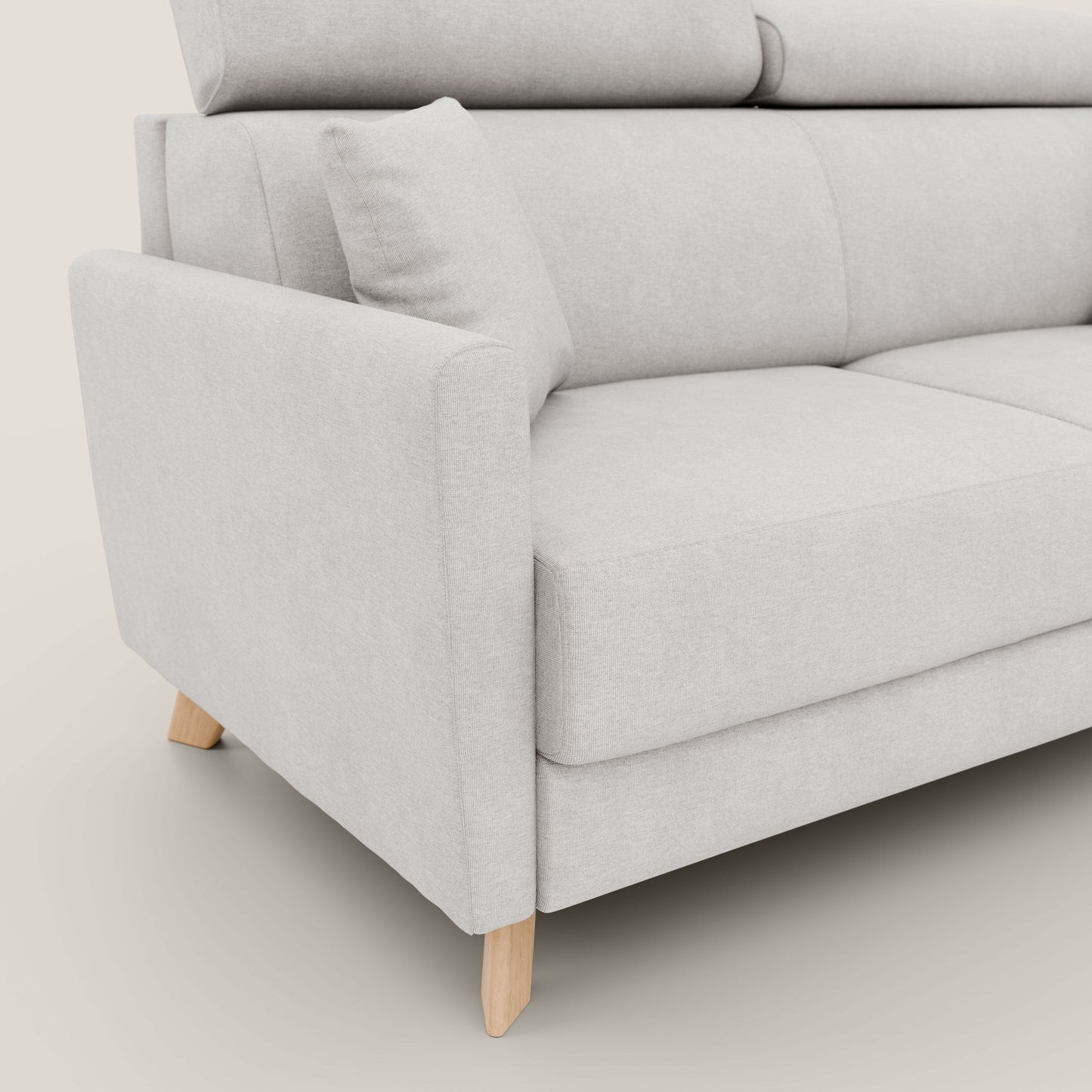 Francy divano letto matrimoniale con poggiatesta regolabile in tessuto impermeabile e smacchiabile T17 bianco