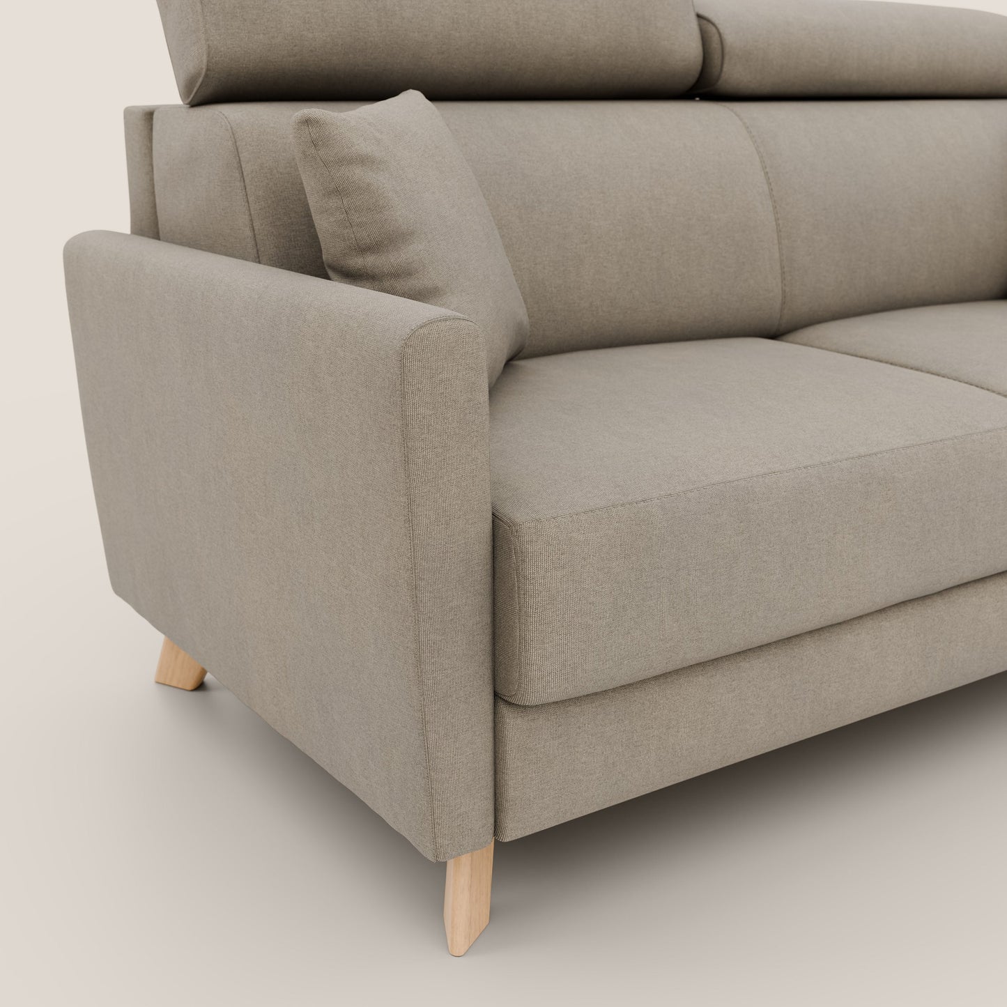 Francy divano letto matrimoniale con poggiatesta regolabile in tessuto impermeabile e smacchiabile T17 beige