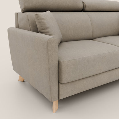 Francy divano letto matrimoniale con poggiatesta regolabile in tessuto impermeabile e smacchiabile T17 beige