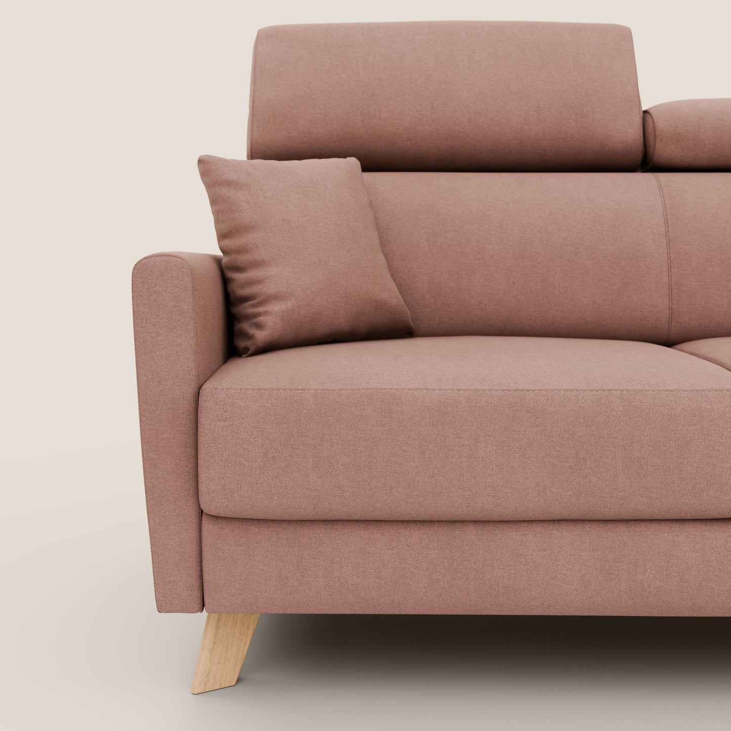 Francy divano letto matrimoniale 160 cm (mat. 120x197) con poggiatesta regolabile in tessuto impermeabile e smacchiabile T17 rosa