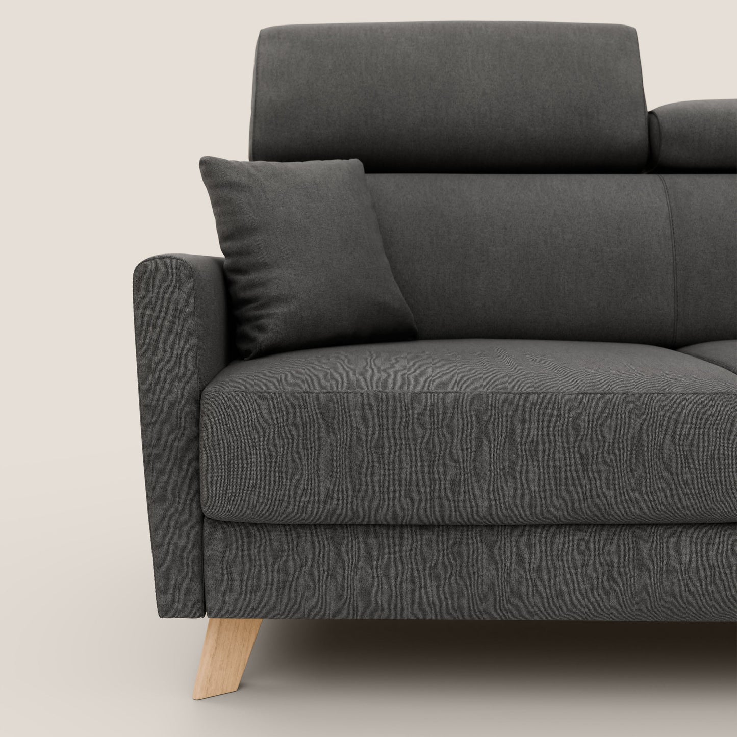 Francy divano letto matrimoniale con poggiatesta regolabile in tessuto impermeabile e smacchiabile T17 antracite