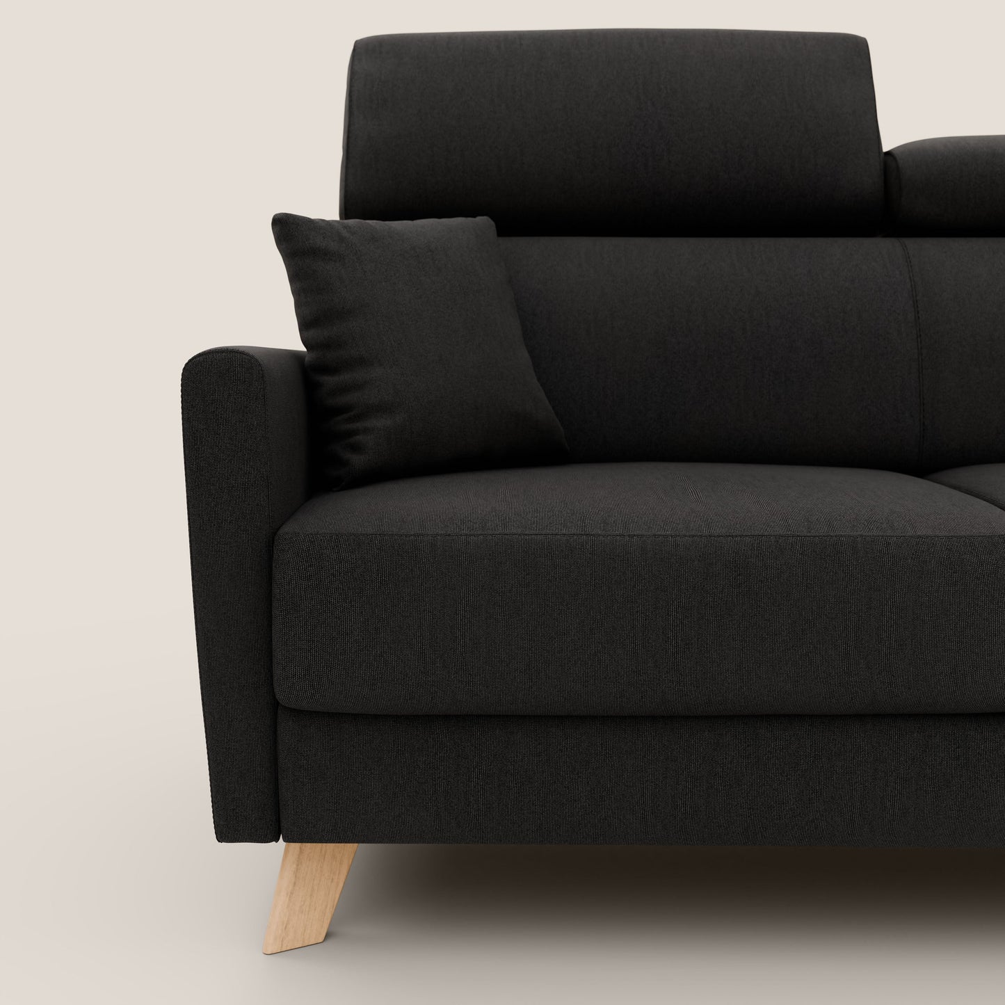 Francy divano letto matrimoniale con poggiatesta regolabile in tessuto impermeabile e smacchiabile T17 nero