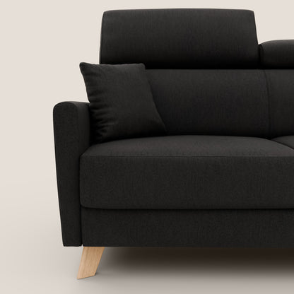 Francy divano letto matrimoniale con poggiatesta regolabile in tessuto impermeabile e smacchiabile T17 nero